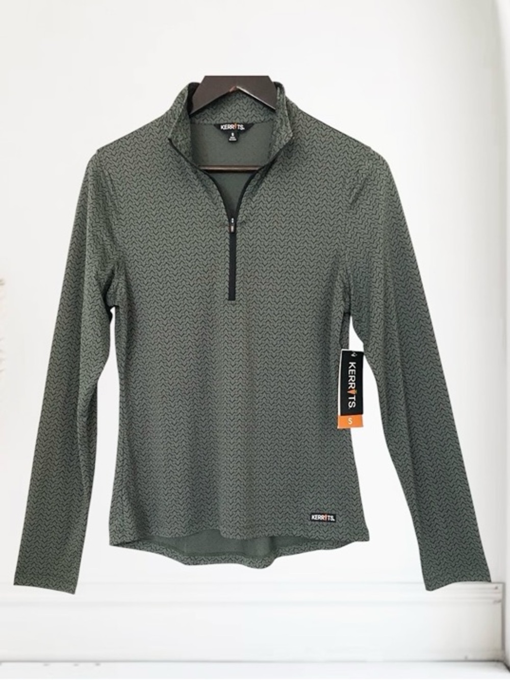 KERRITS Shirt NEW Long Sleeve Cool ride Ice Fil Quarter Zip High Neck Green SZ S